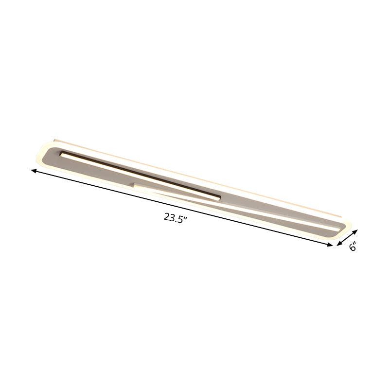 19.5’/23.5’ Wide Rectangle Ceiling Light Fixture: Acrylic Simple Style Black/White Led Flush