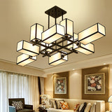 Classic Semi Flush Mount Ceiling Lighting - Rectangle Shape With 8/10/12 Lights Black/Brass Finish