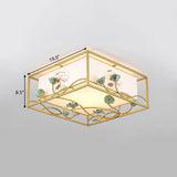 Traditional Square Fabric Flush Mount Lighting - 19.5/23.5 Wide 5 Lights Bedroom Ceiling Fixture In