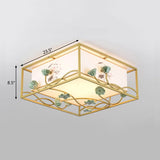 Traditional Square Fabric Flush Mount Lighting - 19.5/23.5 Wide 5 Lights Bedroom Ceiling Fixture In