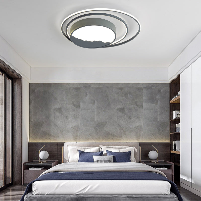 Macaron Grey/White Drum Acrylic Flush Mount Led Ceiling Light - 19.5/23.5 Wide Perfect For Bedrooms