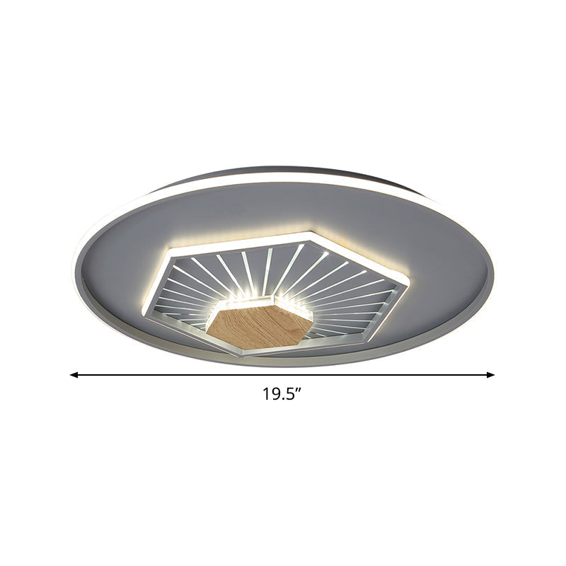 Modern Gray Hexagon Acrylic Led Flush Light Fixture 19.5/23.5 Wide - Warm/3 Color