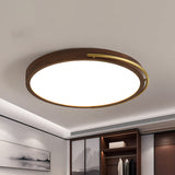 Brown Round Wooden Led Ceiling Light Fixture - 13/17 Diameter Flush Mount Lamp Kit