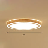 Nordic Style Natural Wood Led Flush Ceiling Lamp Kit - Super Thin & Round 12/15 Diameter Ideal For
