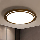 Modern Brown Wood Flush Mount Ceiling Light - 15/18/23 Dia Led Fixture With Natural