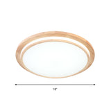 Natural Wood Round Led Ceiling Mount Lamp In Warm/White Light 15/18/23 Dia - Simplicity & Elegance