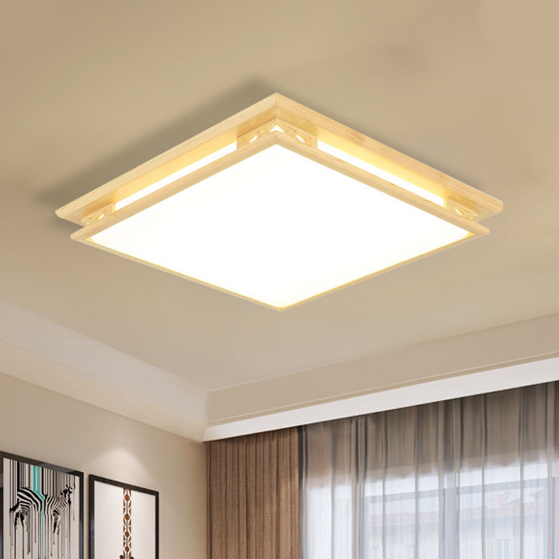Led Ceiling Light Fixture: Modern Acrylic Shade With Wood Frame Warm/White 18/21.5 Wide / 18 White