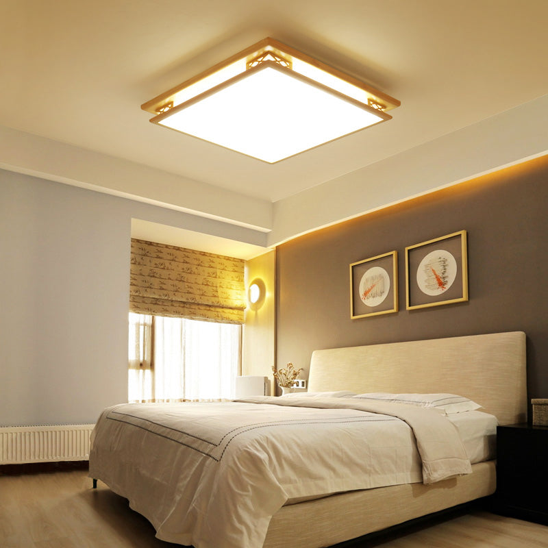Led Ceiling Light Fixture: Modern Acrylic Shade With Wood Frame Warm/White 18/21.5 Wide / 18 Warm