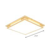 Led Ceiling Light Fixture: Modern Acrylic Shade With Wood Frame Warm/White 18’/21.5’ Wide
