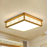 Natural Wood Led Ceiling Light Fixture - Simple Box Flush Lighting For Bedroom (14/18/21.5 W) In