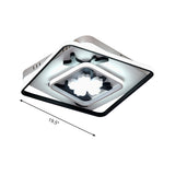 Modern Acrylic Black Square Flush Mount Lamp - Led Ceiling Light (19.5’/23.5’ Wide) With Flower