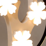 Black Led Flush Mount Ceiling Light With Blossom Decoration - Simple Style Wide Acrylic Ring
