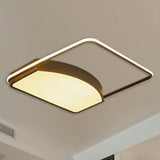 Contemporary Geometric Flush Light Fixture - 21.5/37.5 Wide Acrylic Black Led Ceiling Lamp
