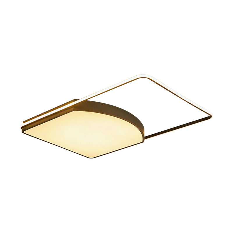 Contemporary Geometric Flush Light Fixture - 21.5/37.5 Wide Acrylic Black Led Ceiling Lamp