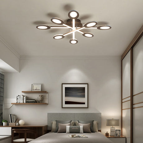 Starburst Led Semi Flush Ceiling Light In Warm/White Minimalistic Design Acrylic 31.5/45 Wide Brown