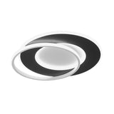 Modern Black Flush Mount Led Ceiling Light With Remote Control Dimming - 18/22 Wide Ring In