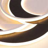 Modern Black Flush Mount Led Ceiling Light With Remote Control Dimming - 18’/22’ Wide Ring In