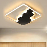 Modern Black Geometric Flush Mount Lamp With Acrylic Led Ceiling Lighting - Warm/White Light Third
