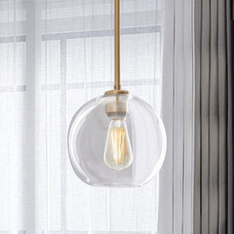 Contemporary Clear Glass Globe Pendant Light - 1 8/10/12 Wide / 8