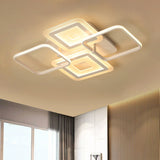 Modernist White Ceiling Mount Light Fixture With Acrylic Semi Flush Design - 4 Heads Warm/White /