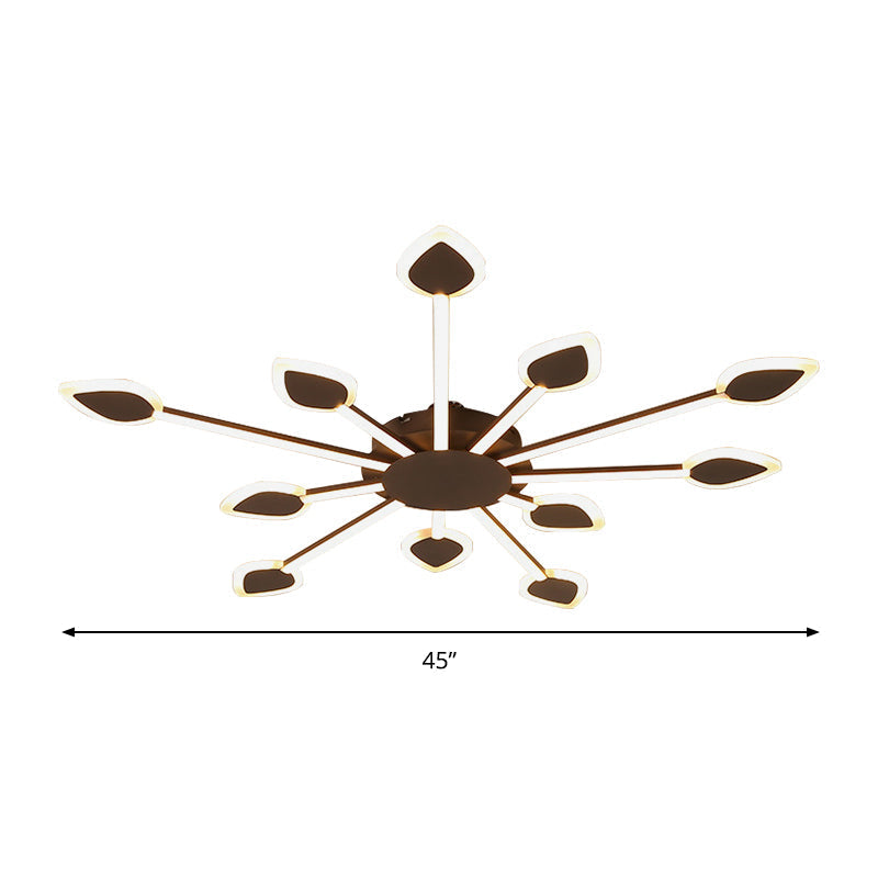 Contemporary Sputnik Flush Light In Brown Acrylic - 5/11 Heads 29.5/45 Wide Warm/White Close To