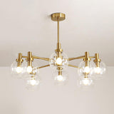 Postmodern Clear Glass Gold Chandelier Light Fixture - 8/12 Lights Radial Hang