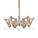 Postmodern Brass Chandelier With Clear Lattice Glass Shield 6/8 Heads Light Fixture