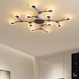 Minimalist Acrylic Flushmount Starburst Ceiling Light Fixture In Warm/White - 33.5/39 Wide Brown