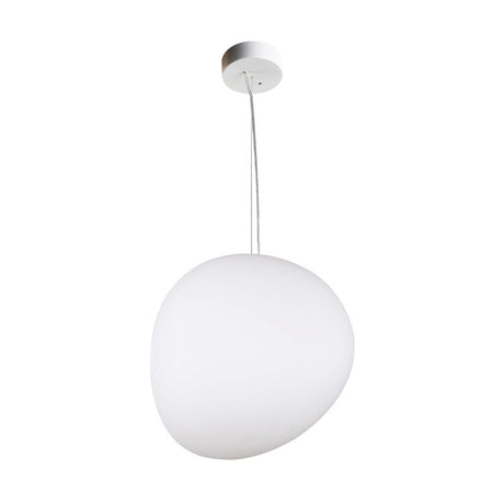 White Glass Oval Pendant Light - Simple Style Multiple Width Options 1 Hanging Lamp Kit