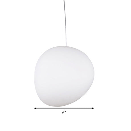 White Glass Oval Pendant Light - Simple Style Multiple Width Options 1 Hanging Lamp Kit