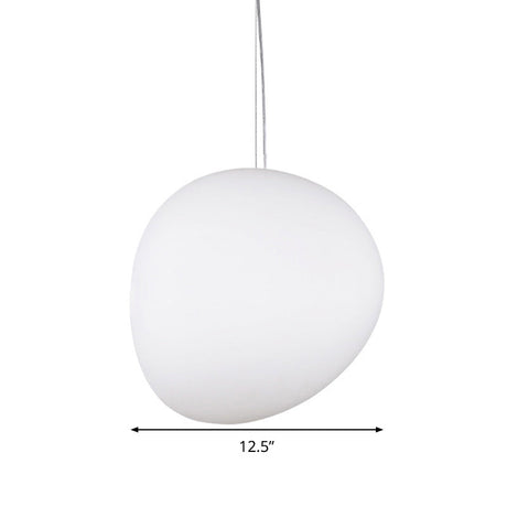 White Glass Oval Pendant Light - Simple Style Multiple Width Options 1 Hanging Lamp Kit