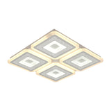 Modern Square Flushmount Acrylic Ceiling Light Fixture - 4 Heads White 19.5’/23.5’ Wide