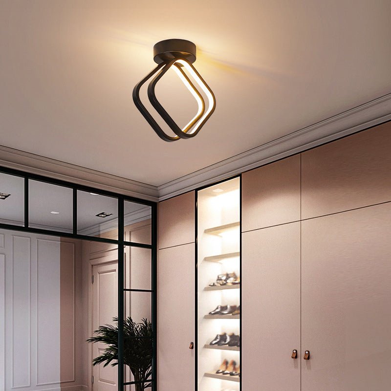 Minimalist Black/White Led Ceiling Light - Acrylic Rhombus Flush Mount Lighting With Warm/White/3