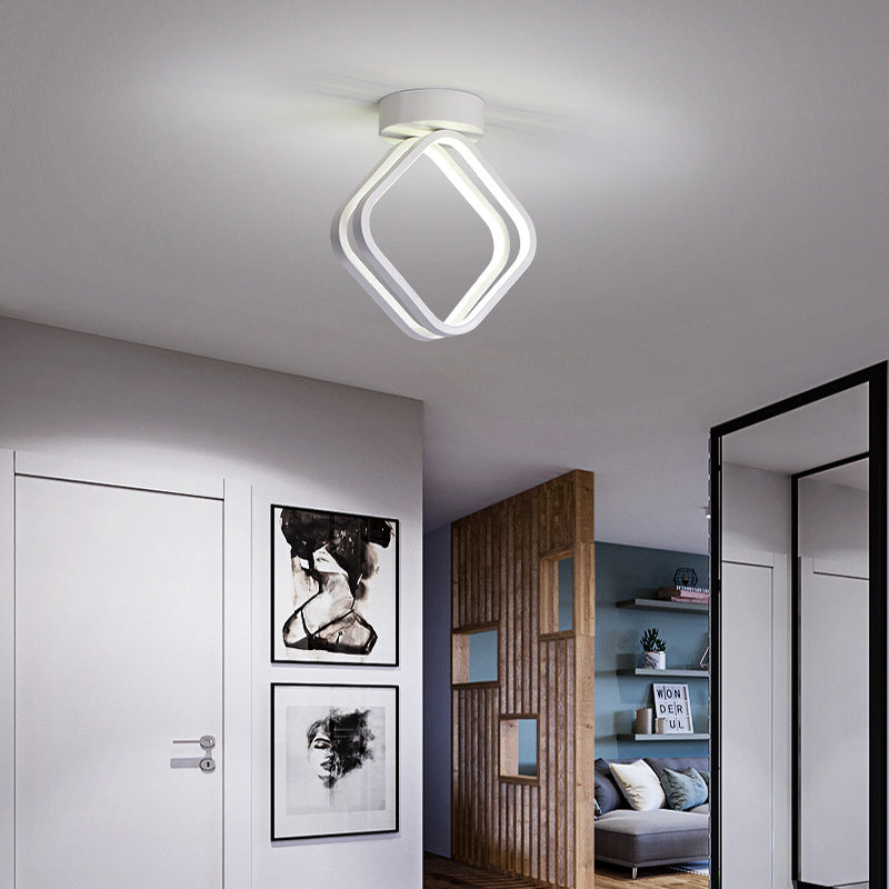 Minimalist Black/White Led Ceiling Light - Acrylic Rhombus Flush Mount Lighting With Warm/White/3