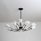 Modern Beveled Glass Chandelier With Starburst Design - Black Hanging Ceiling Light (3/6/8 Heads)