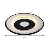 Modern Black Acrylic Circle Ceiling Light Fixture - 18/23.5 Wide Flush Mount With Warm/White/3 Color