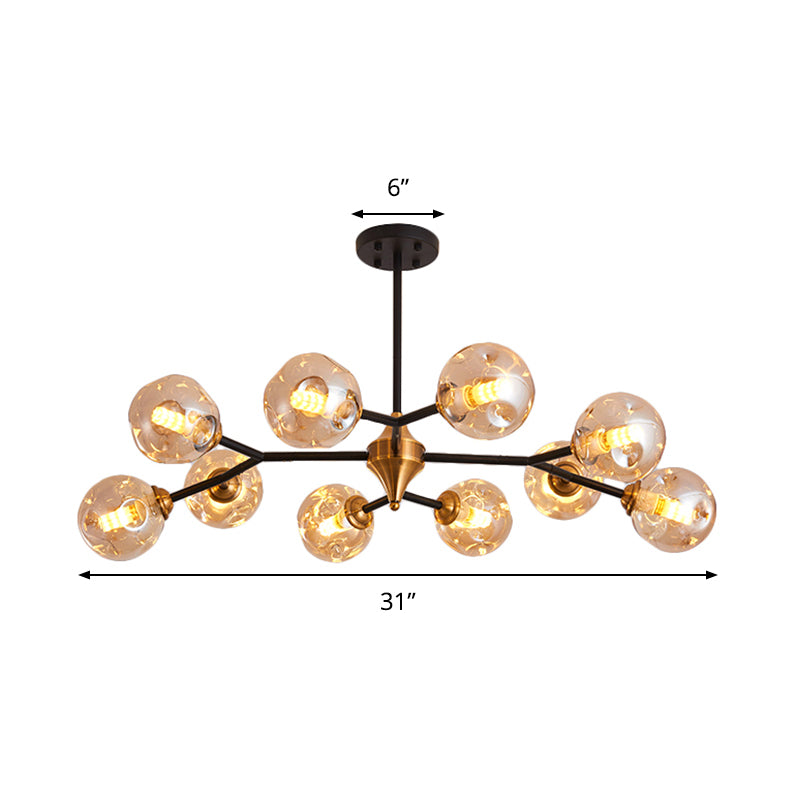 Nordic Bubble Hanging Lamp Kit - Clear/Amber/Smoke Gray 6/10 Head Chandelier For Dining Room