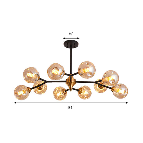 Nordic Bubble Hanging Lamp Kit - Clear/Amber/Smoke Gray 6/10 Head Chandelier For Dining Room