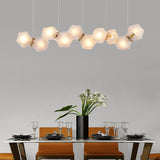 Postmodern Geometric Frosted Glass Chandelier - Gold Hanging Lamp Kit (6/8/10 Heads)