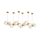 Postmodern Geometric Frosted Glass Chandelier - Gold Hanging Lamp Kit (6/8/10 Heads)