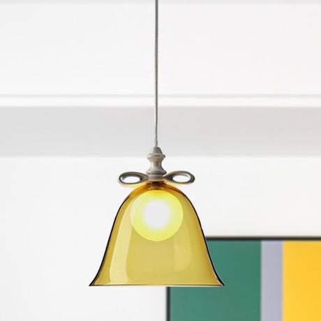 Bell Pendant Light - Contemporary White/Brown/Clear Glass Dining Room Ceiling Fixture Brown