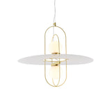 Modern White Glass Orb Chandelier - 2 Light Kitchen Hanging Lamp With Oval Frame Design