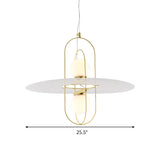 Modern White Glass Orb Chandelier - 2 Light Kitchen Hanging Lamp With Oval Frame Design