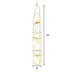 Modern Gold Chandelier Light: White Glass Sphere 3-Head Ceiling Pendant With Oval Metal Frame