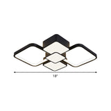 Modern Square Flush Mount Led Ceiling Light In Black With Warm/White 18/21.5 Wide