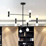 Modern 12-Light Tiered Metal Chandelier Black/Gold Ceiling Hanging Lamp For Living Room