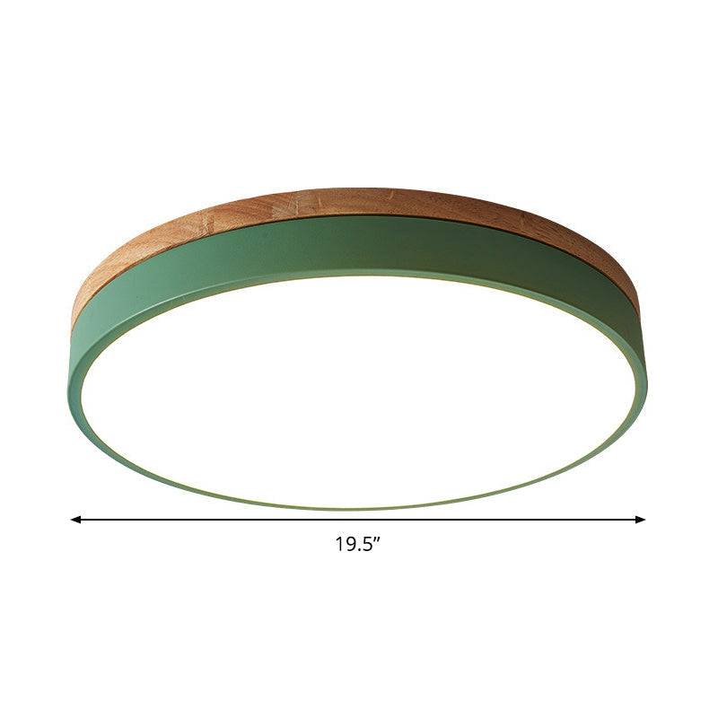 Modern Led Green Flush Mount Ceiling Light With Acrylic Diffuser - Available In 12/16/19.5 Widths
