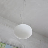 Minimalist White Glass Oval Pendant Lamp - 1 Head 9.5/18 Wide Ideal For Dining Room / 9.5