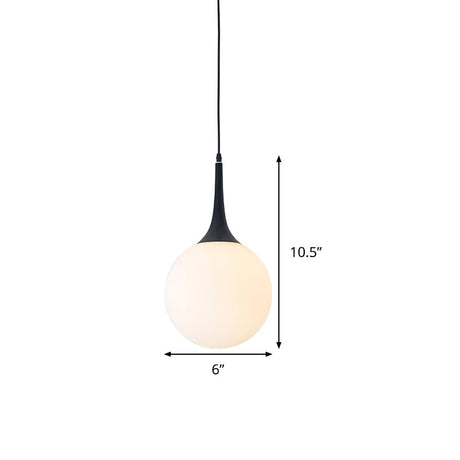 Postmodern 1 Head White Glass Sphere Pendant Light - 6/8/12 Wide Ceiling Hanging Fixture