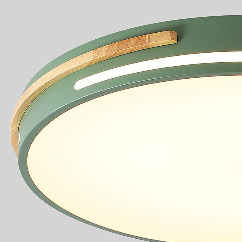 Macaron Metal Led Round Flushmount Ceiling Light Fixture - Grey/White/Green Warm/White 16.5/20.5